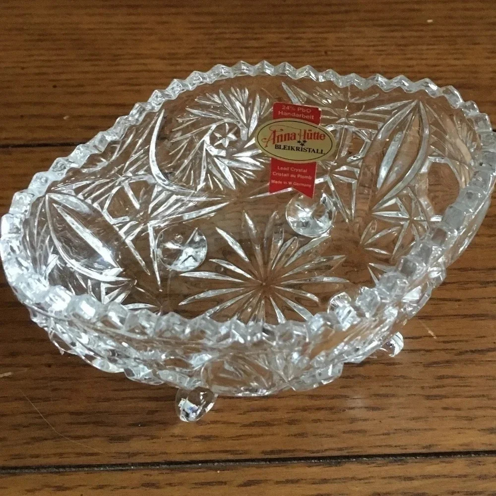 Vtg Lead Crystal Candy Bowl